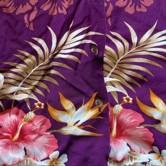 Two Palms Button Down Hawaiian Shirt EUC - Picture 2 of 5